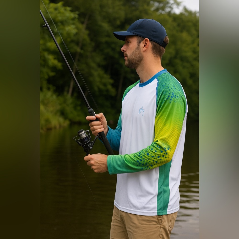 NWT Guy Harvey Long-sleeve Performance Fishing Shirt with a Mahi-Mahi Print XL